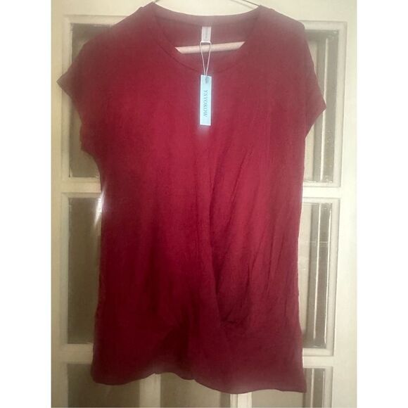 Womens red size small twist tunic Short Sleeve T Shirts Casual Summer Tops Loose - Picture 5 of 8